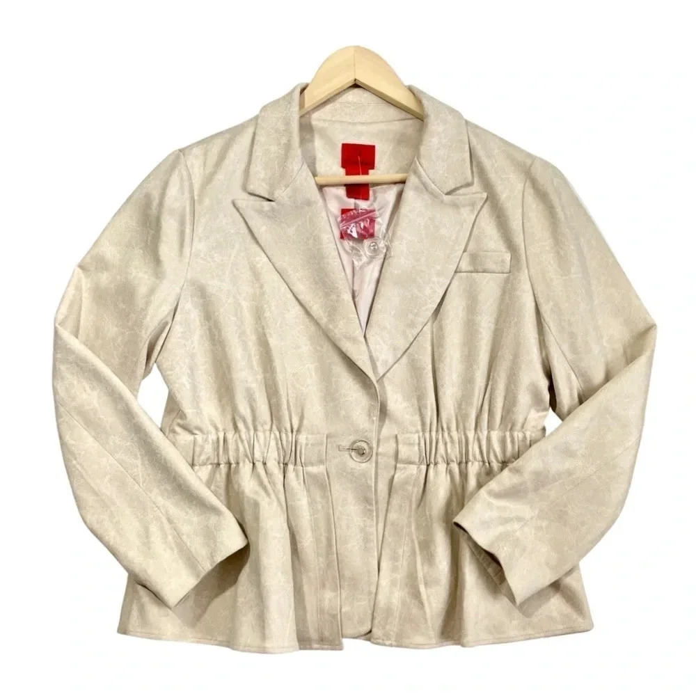 V Christina Faux Leather Blazer Jacket Size Large NWT